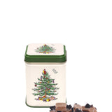 Spode Christmas Tree 100g Square Tin with Fudge