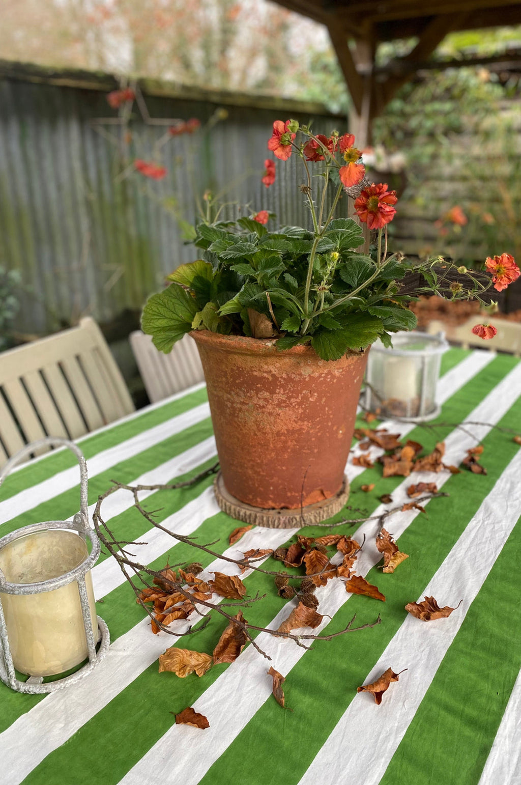 Green Stripe Tablecloth