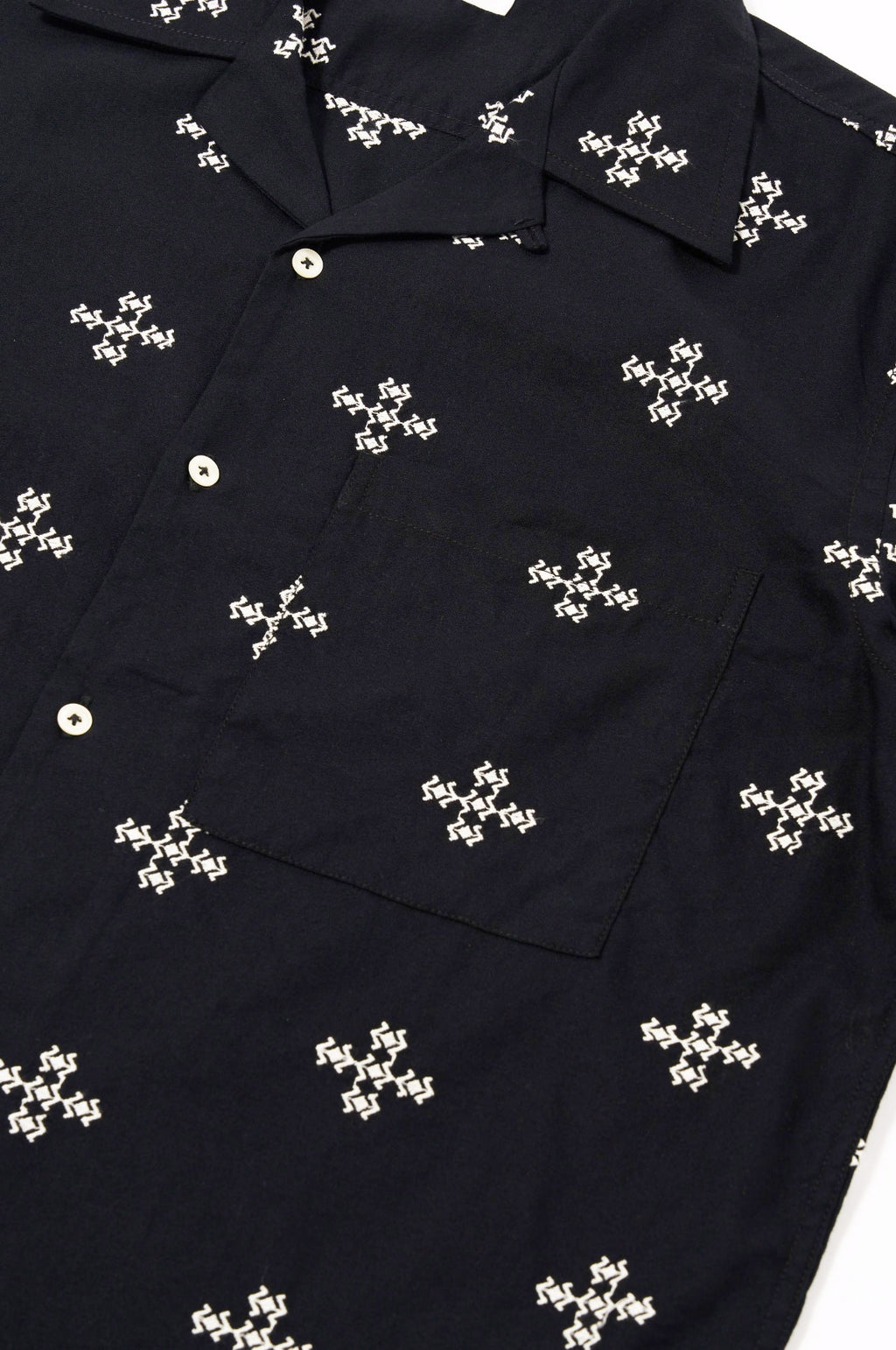 Camp Shirt Embroidered Diamond Black