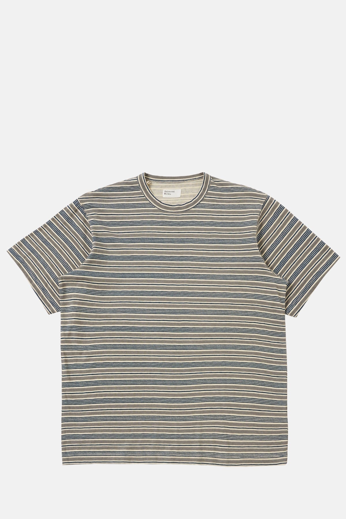 Universal Works Core Tee Stripe Grey.