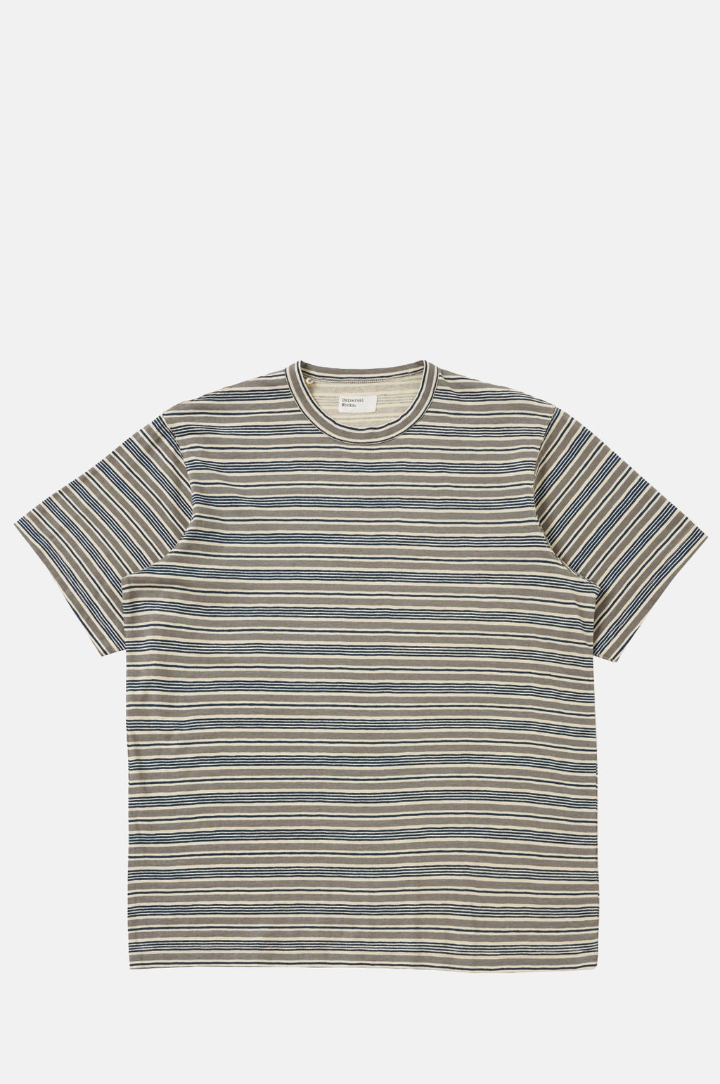 Universal Works Core Tee Stripe Grey.