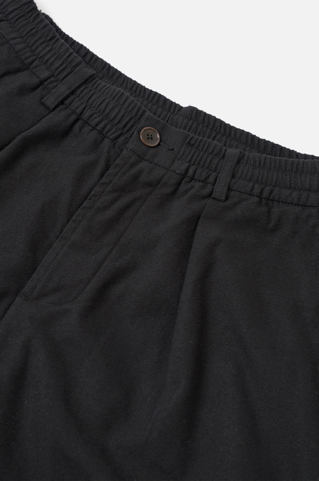 Pleated Track Pant Brushed Moleskin Black