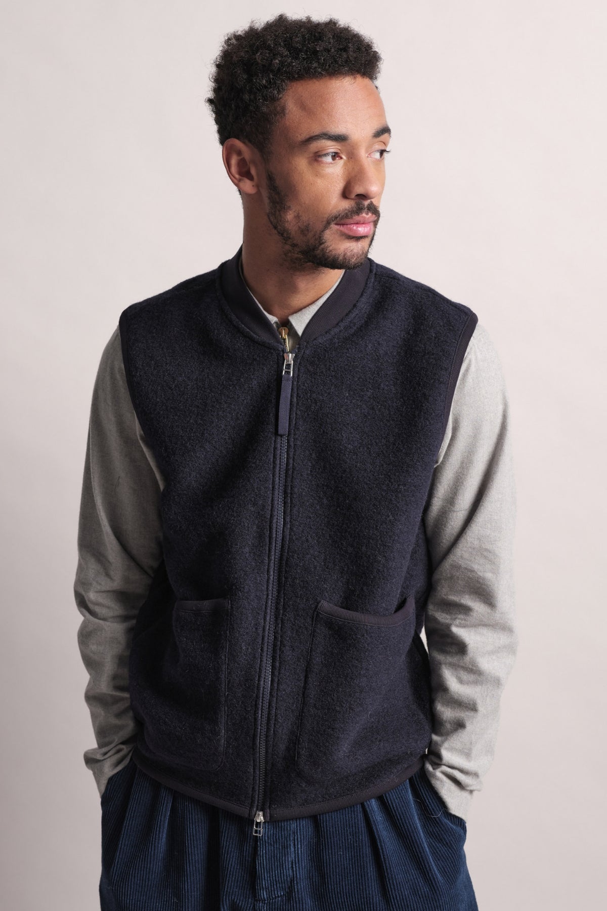 Zip Waistcoat Navy