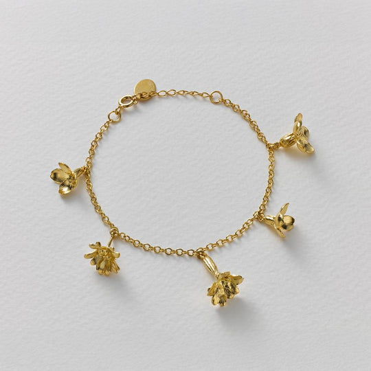 A.M. Wildflower Medley Charm Bracelet Gold