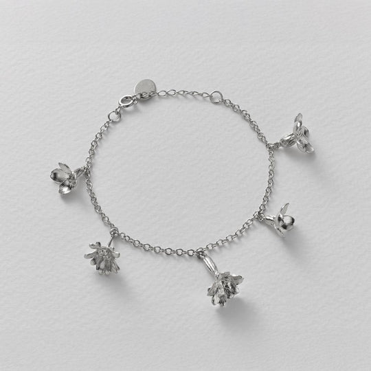 A.M. Wildflower Medley Charm Bracelet Silver