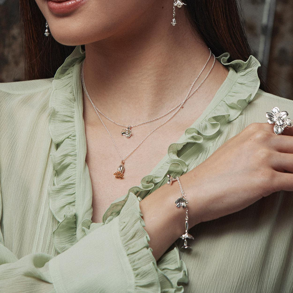 A.M. Wildflower Medley Charm Bracelet Silver