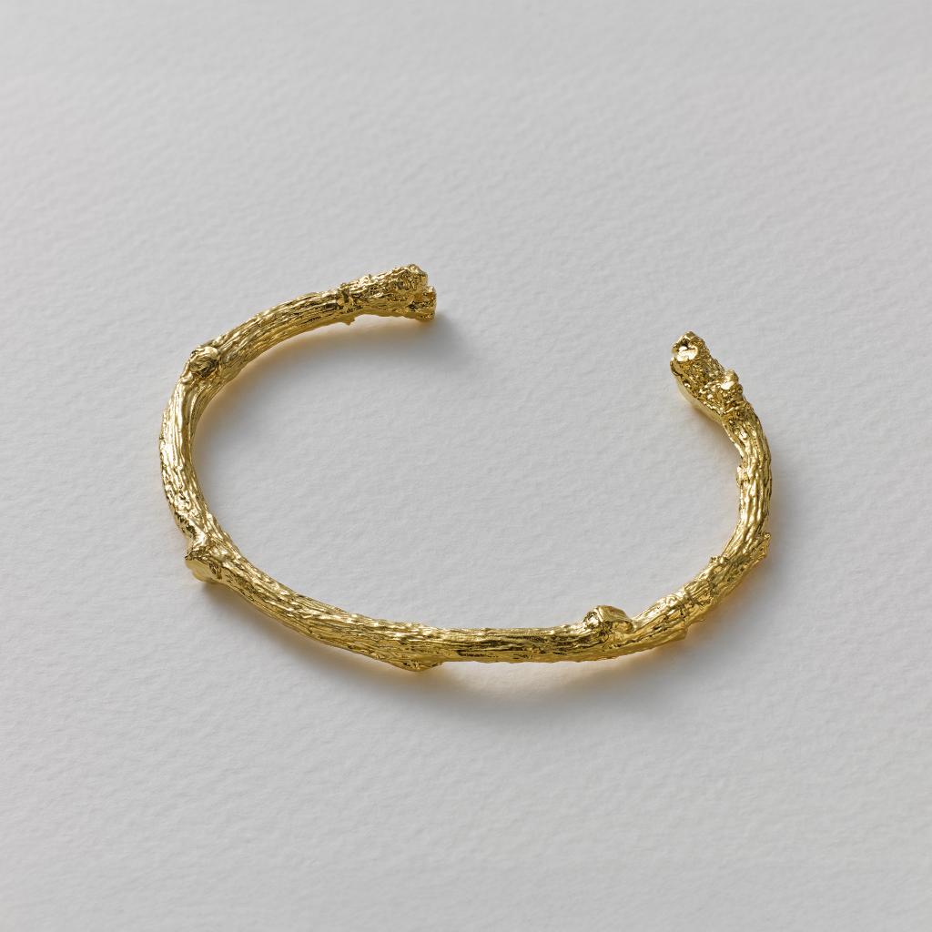 A.M. Apple Blossom Branch Open Cuff Bangle Gold