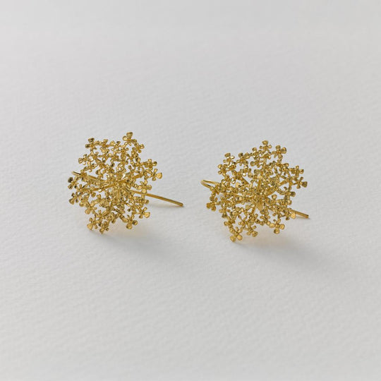 A.M. Cow Parsley Bloom Hook Earrings Gold