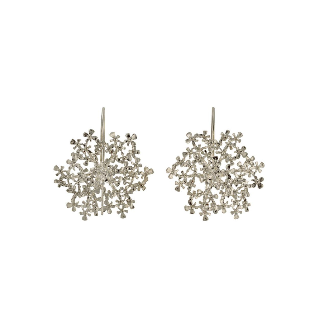 A.M. Cow Parsley Bloom Hook Earrings Silver