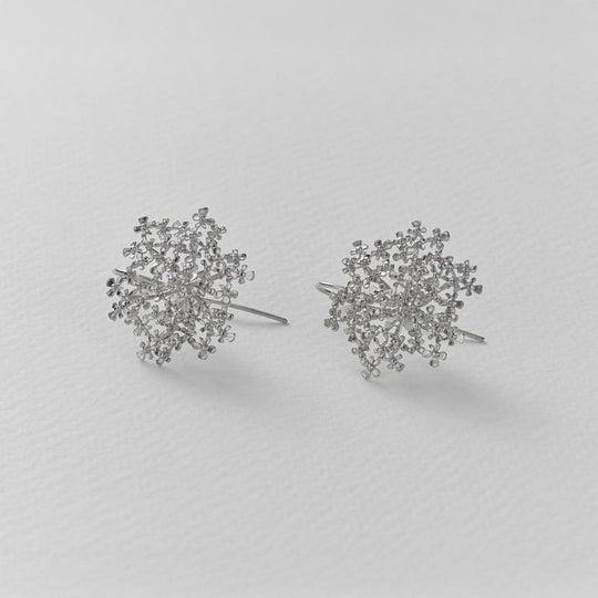 A.M. Cow Parsley Bloom Hook Earrings Silver