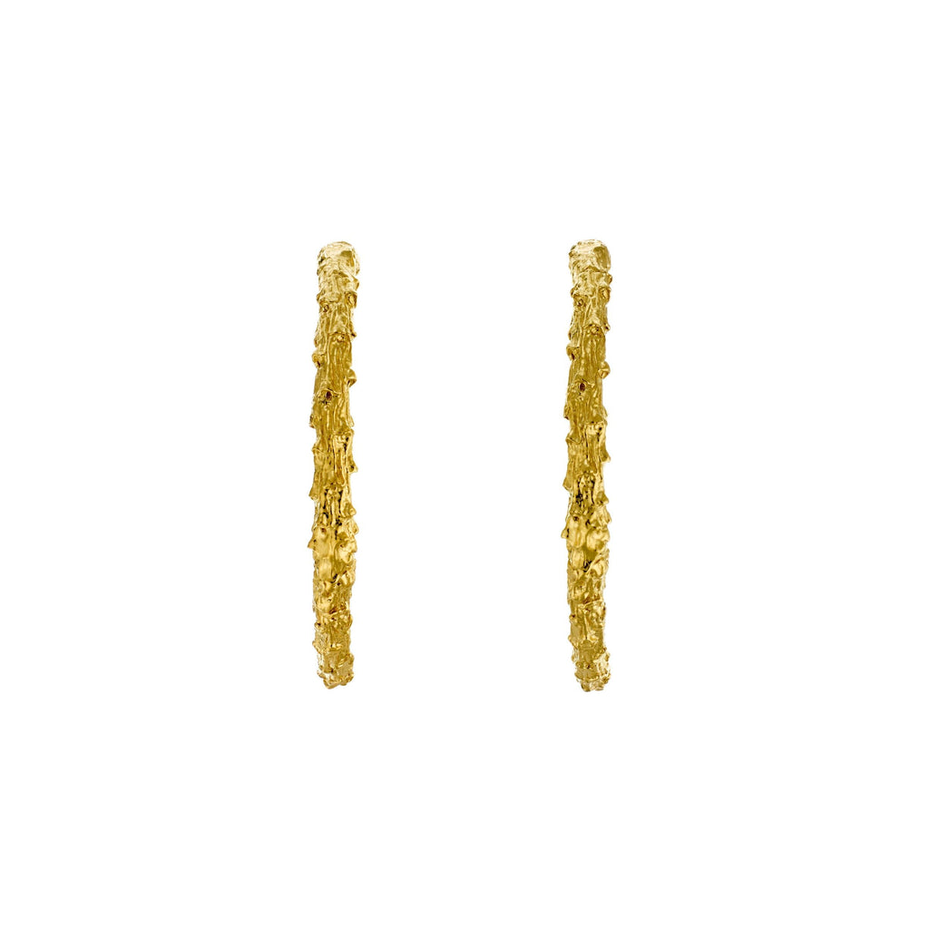 A.M. Pine Twig Hoop Earrings Gold