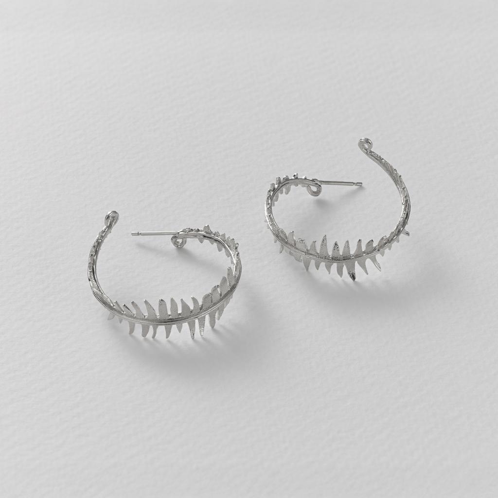 A.M. Fern Hoop Earrings Silver