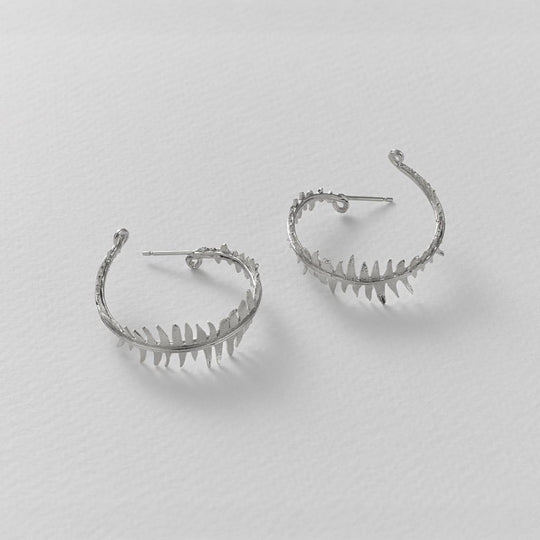 A.M. Fern Hoop Earrings Silver