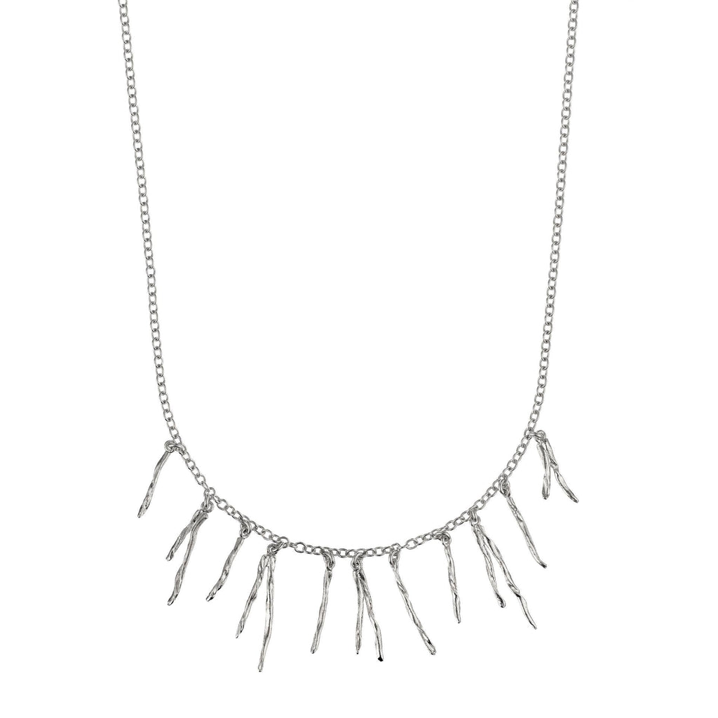 A.M. Scattered Pine Needle Necklace Silver