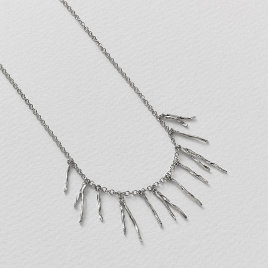 A.M. Scattered Pine Needle Necklace Silver