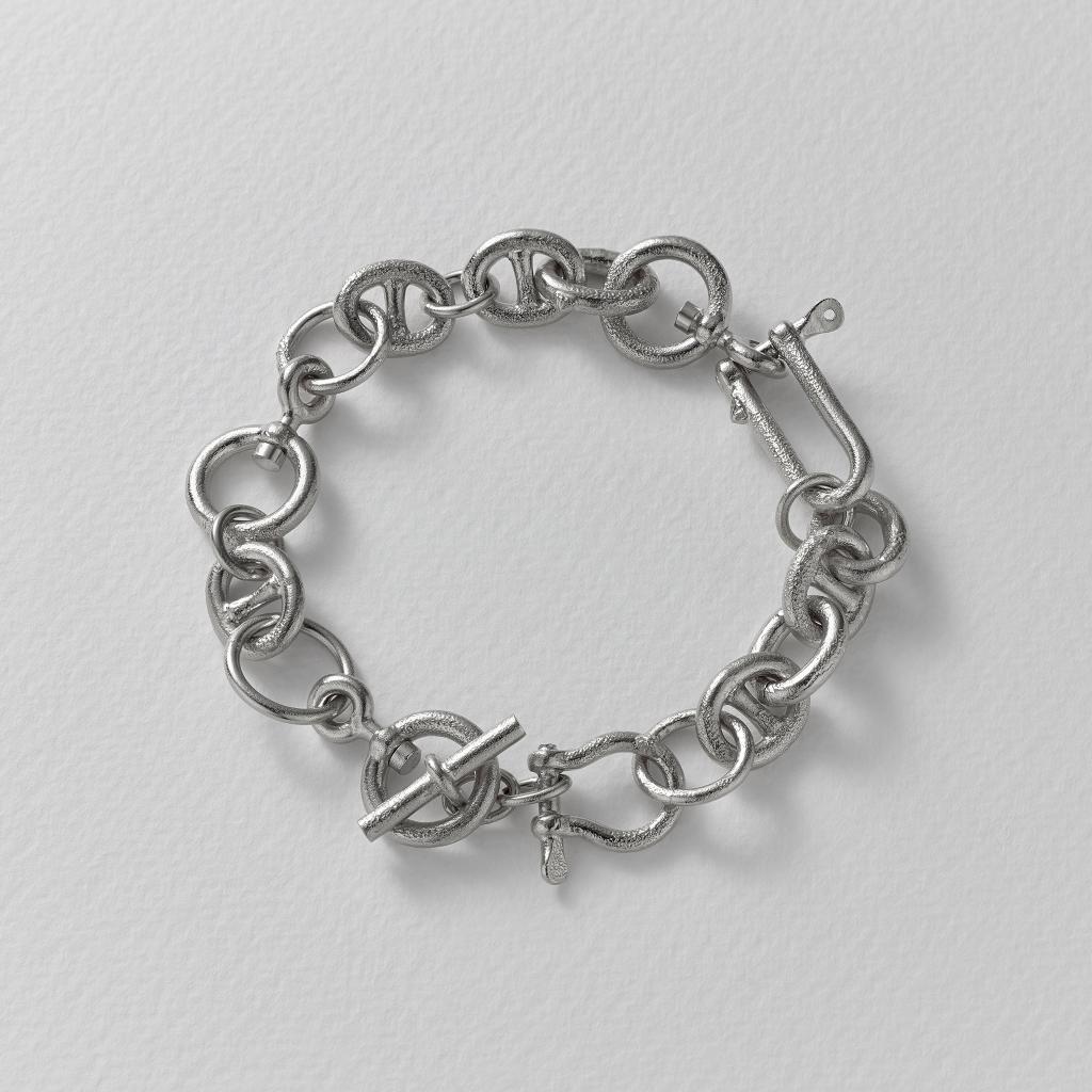 A.M. Heavy Chain Boatyard Link Toggle Clasp Bracelet Silver