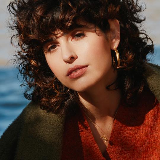 A.M. Silver Eel Hoop Earrings Gold