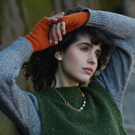 A.M. Mudlarked Anchor Token Stud Earrings Gold