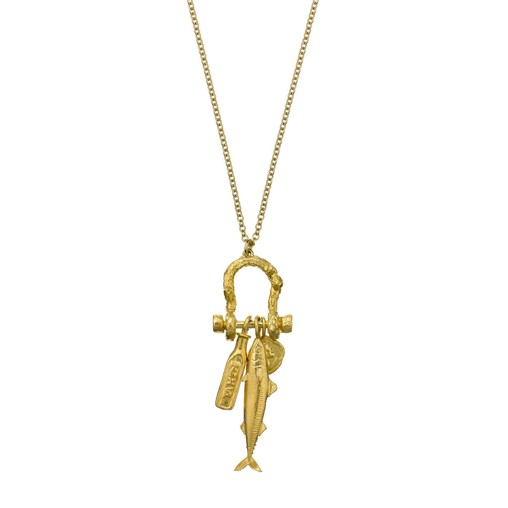 A.M. Mudlark Boatyard Link Charm Necklace Gold