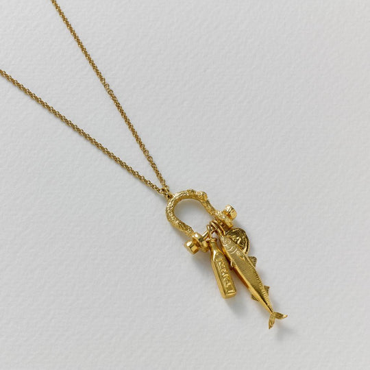 A.M. Mudlark Boatyard Link Charm Necklace Gold
