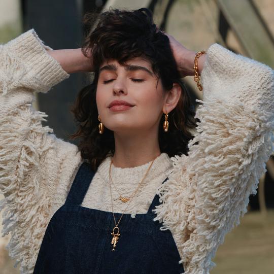 A.M. Mudlark Boatyard Link Charm Necklace Gold