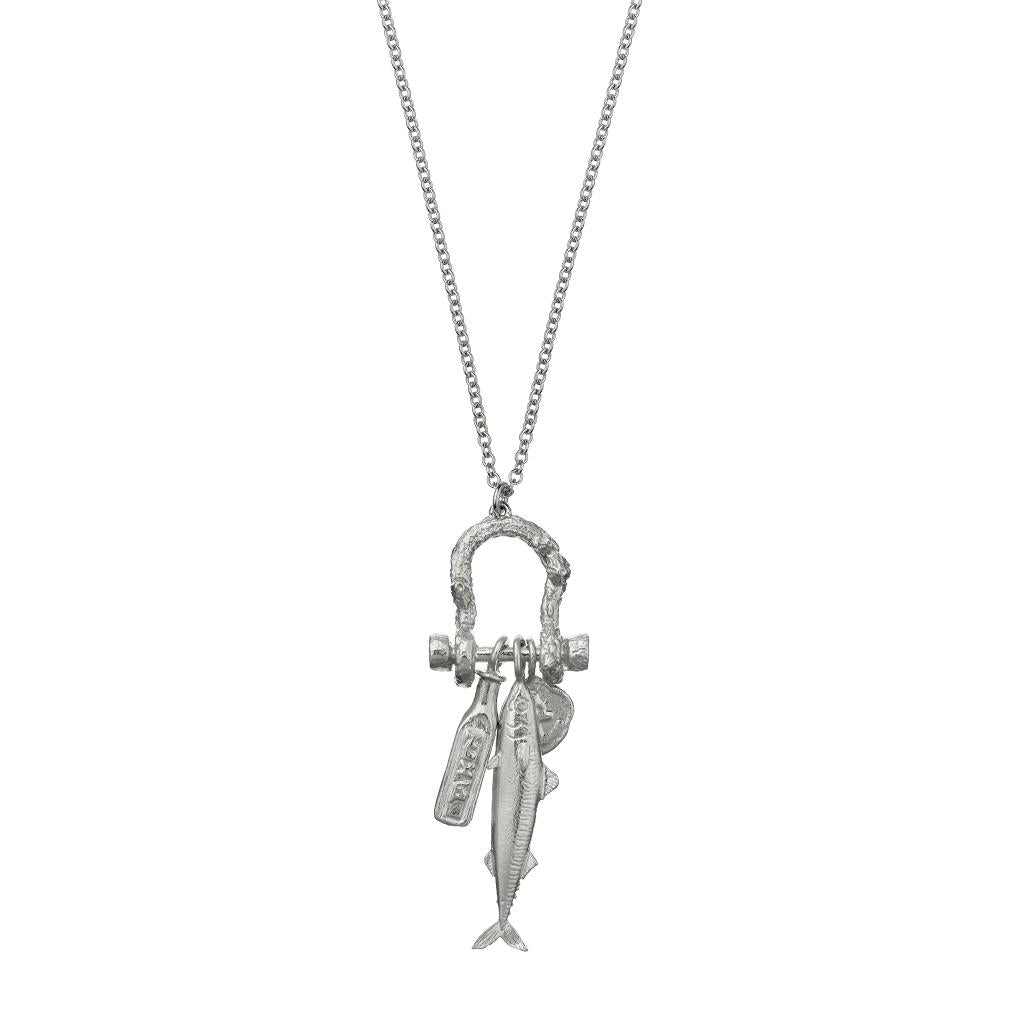 A.M. Mudlark Boatyard Link Charm Necklace Silver