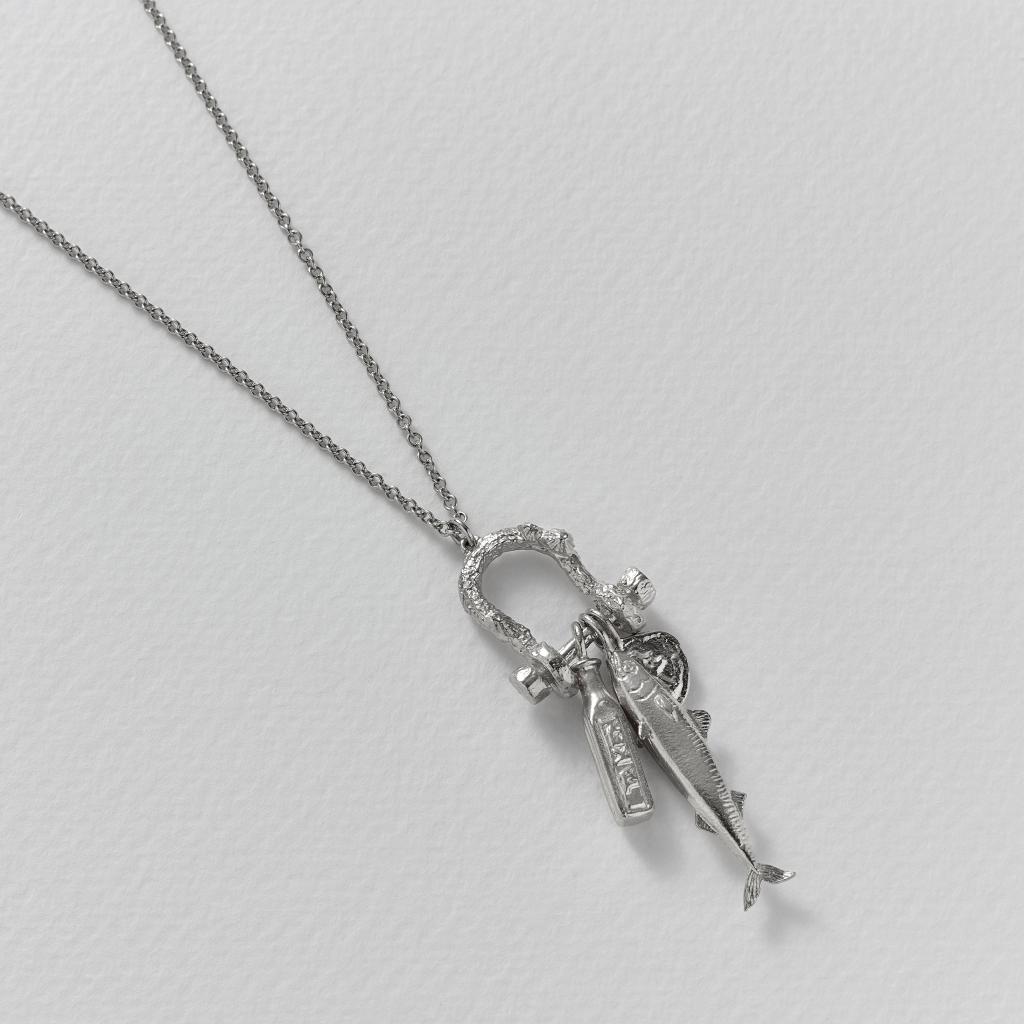 A.M. Mudlark Boatyard Link Charm Necklace Silver