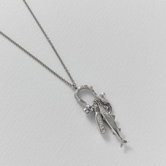 A.M. Mudlark Boatyard Link Charm Necklace Silver