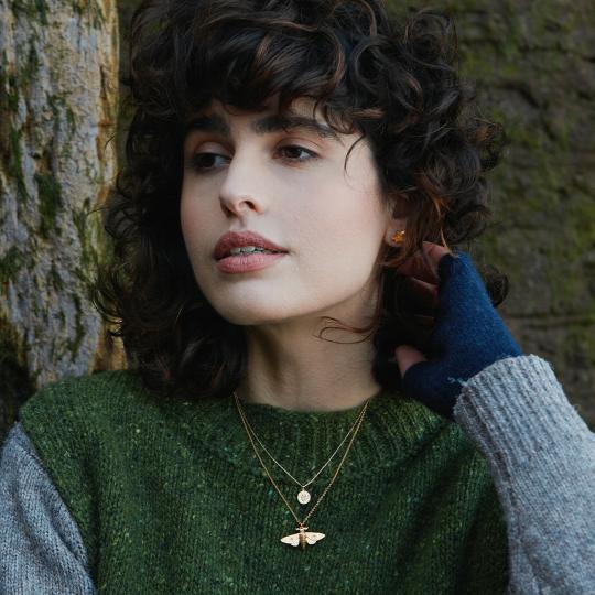 A.M. Moth Necklace Gold