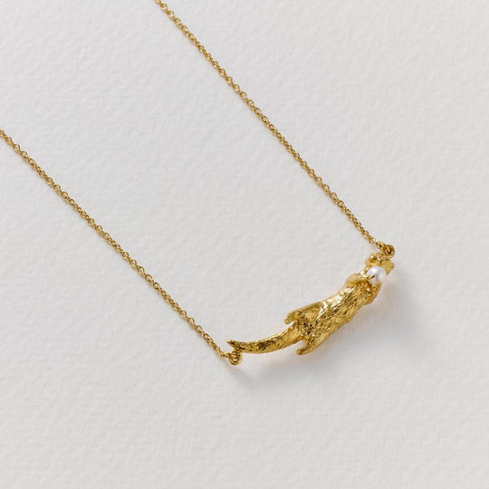 A.M. Otter & Pearl Inline Necklace Gold