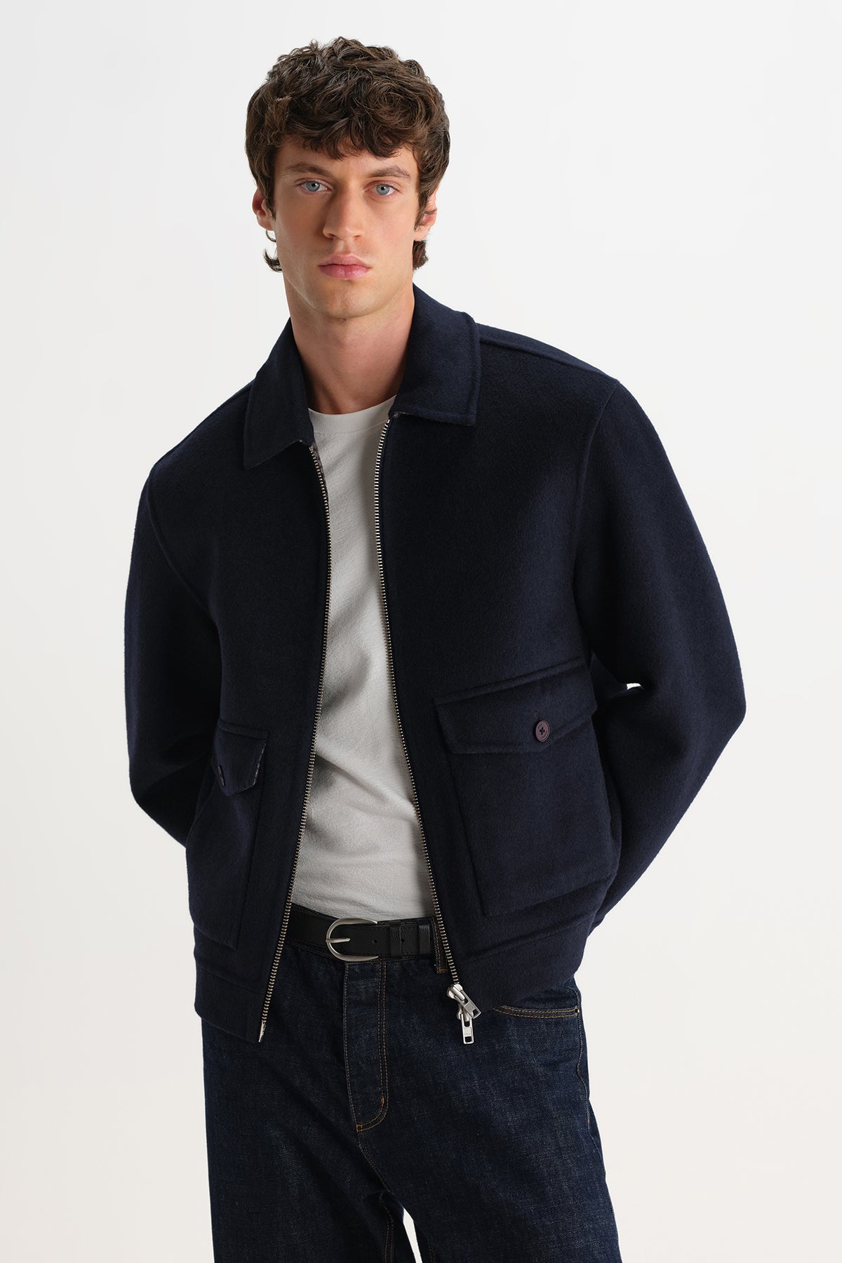 Hamblin Jacket Double Face Check Navy