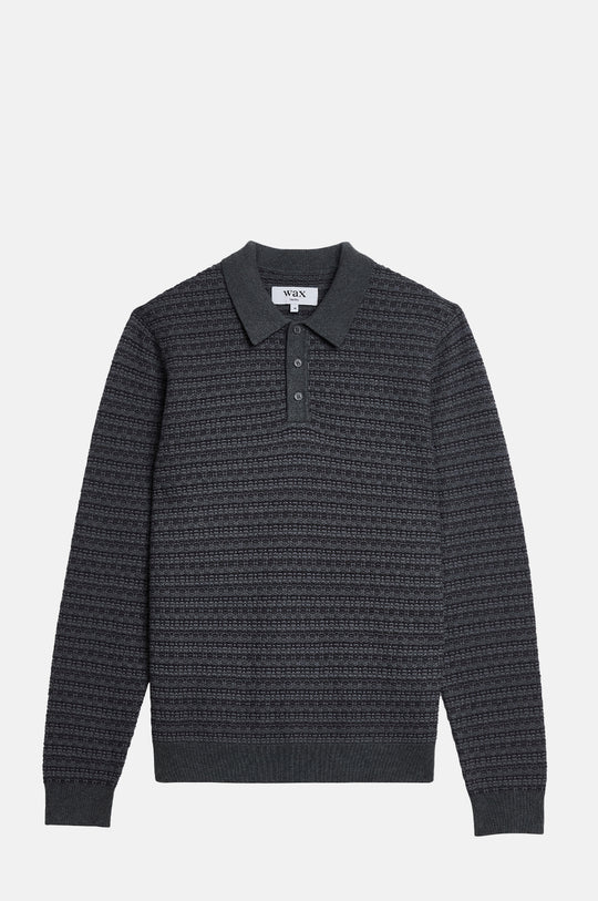 Oban L/S Polo Mini Geo Multi Grey