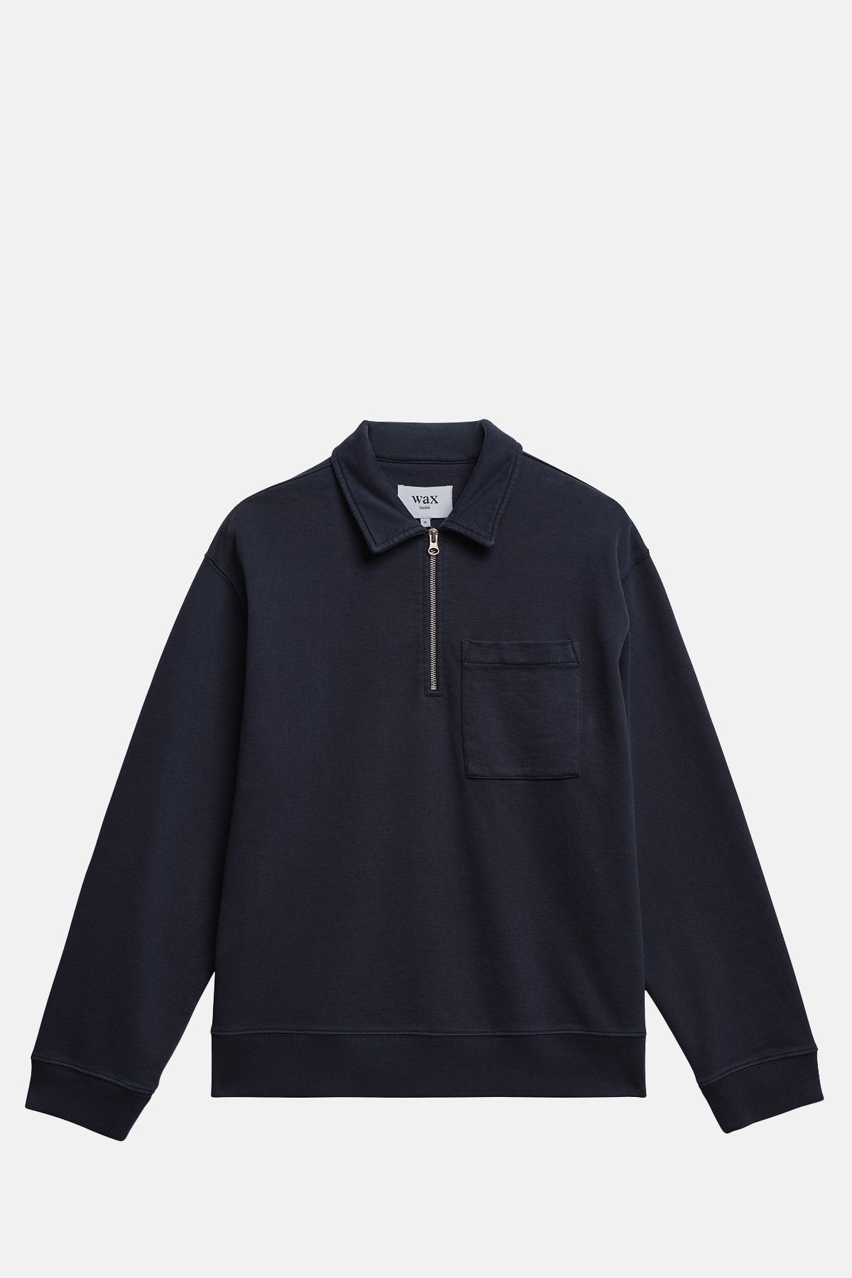 Wax London Reeve Quarter Zip Sweatshirt Washed Navy.