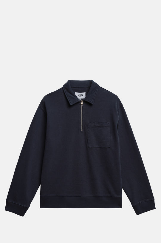 Reeve Quarter Zip Sweatshirt Washed Navy