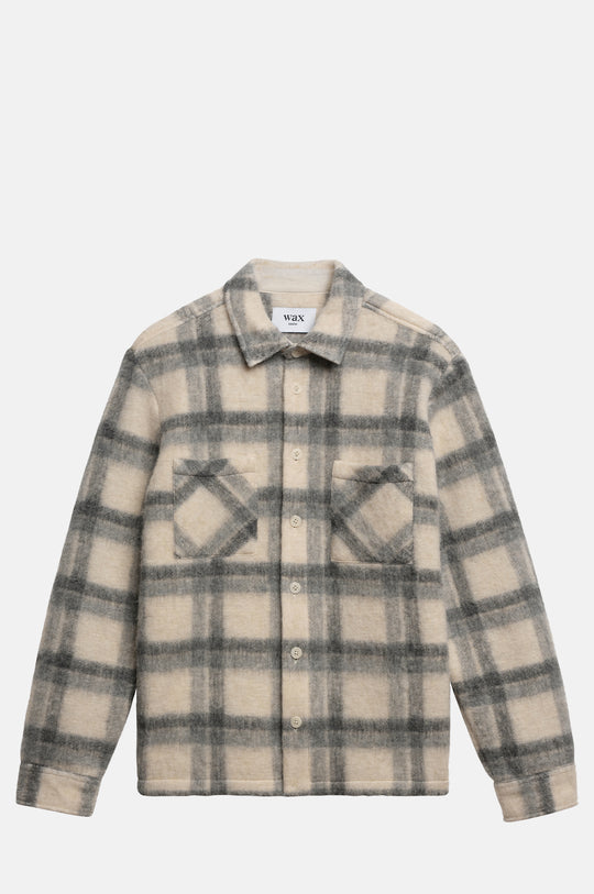 Whiting Overshirt Ash Wool Blend Check Ecru/Grey