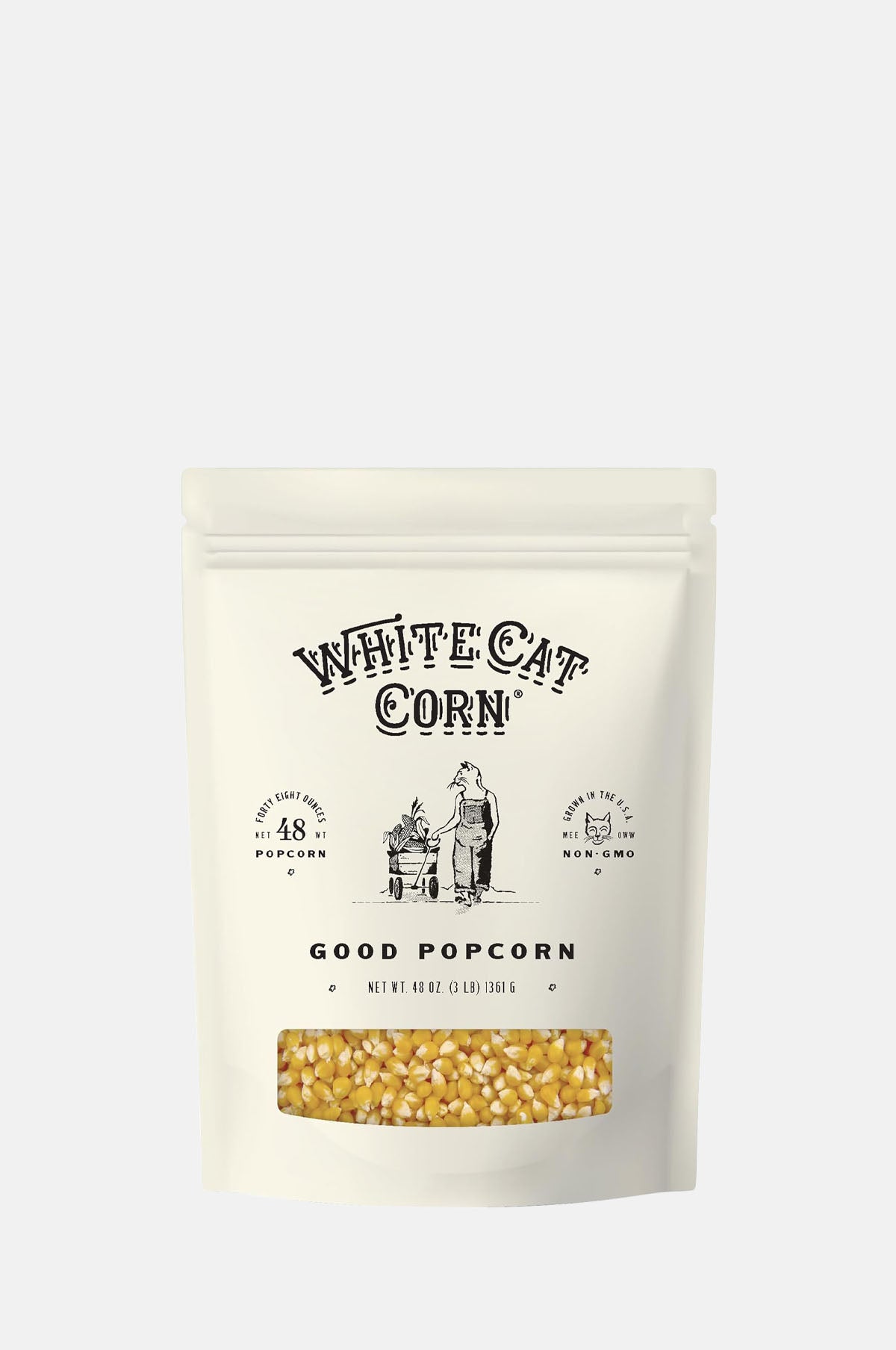 White Cat Corn Good Popcorn.