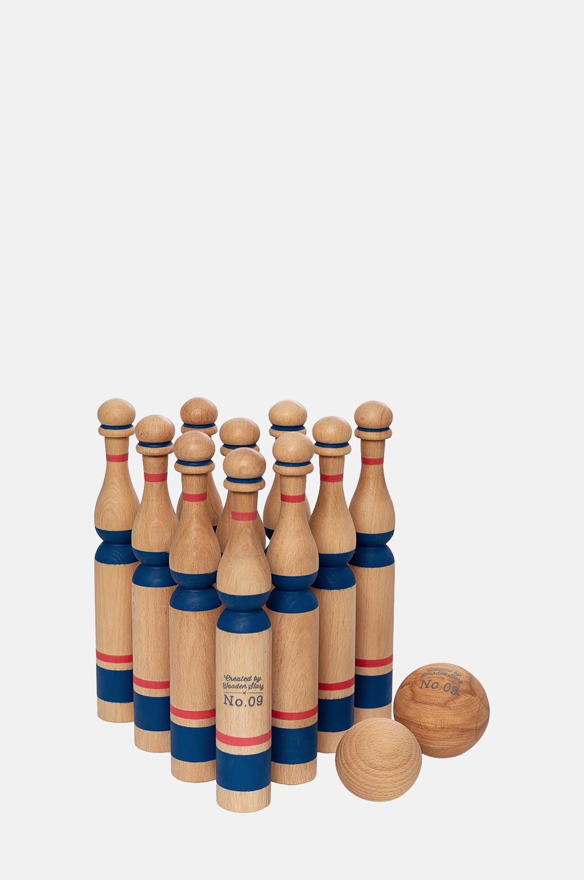 Wooden Story Blue Bowling Set.