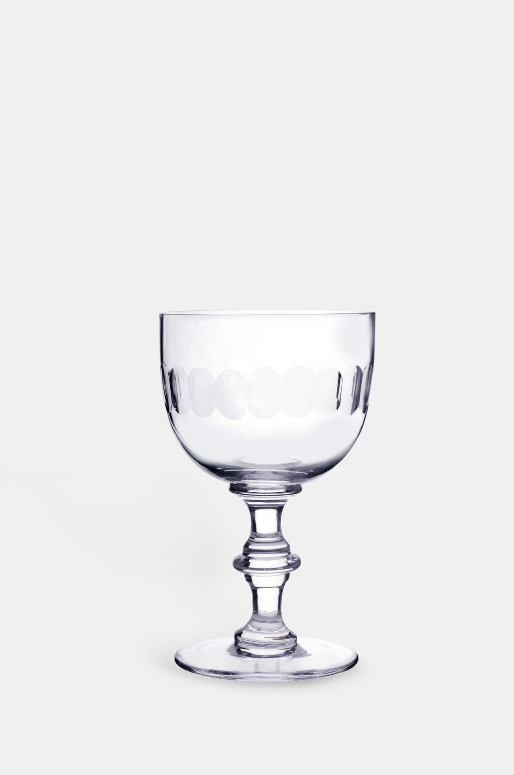 The Vintage List lens wine goblet set with connecting oval detailing.