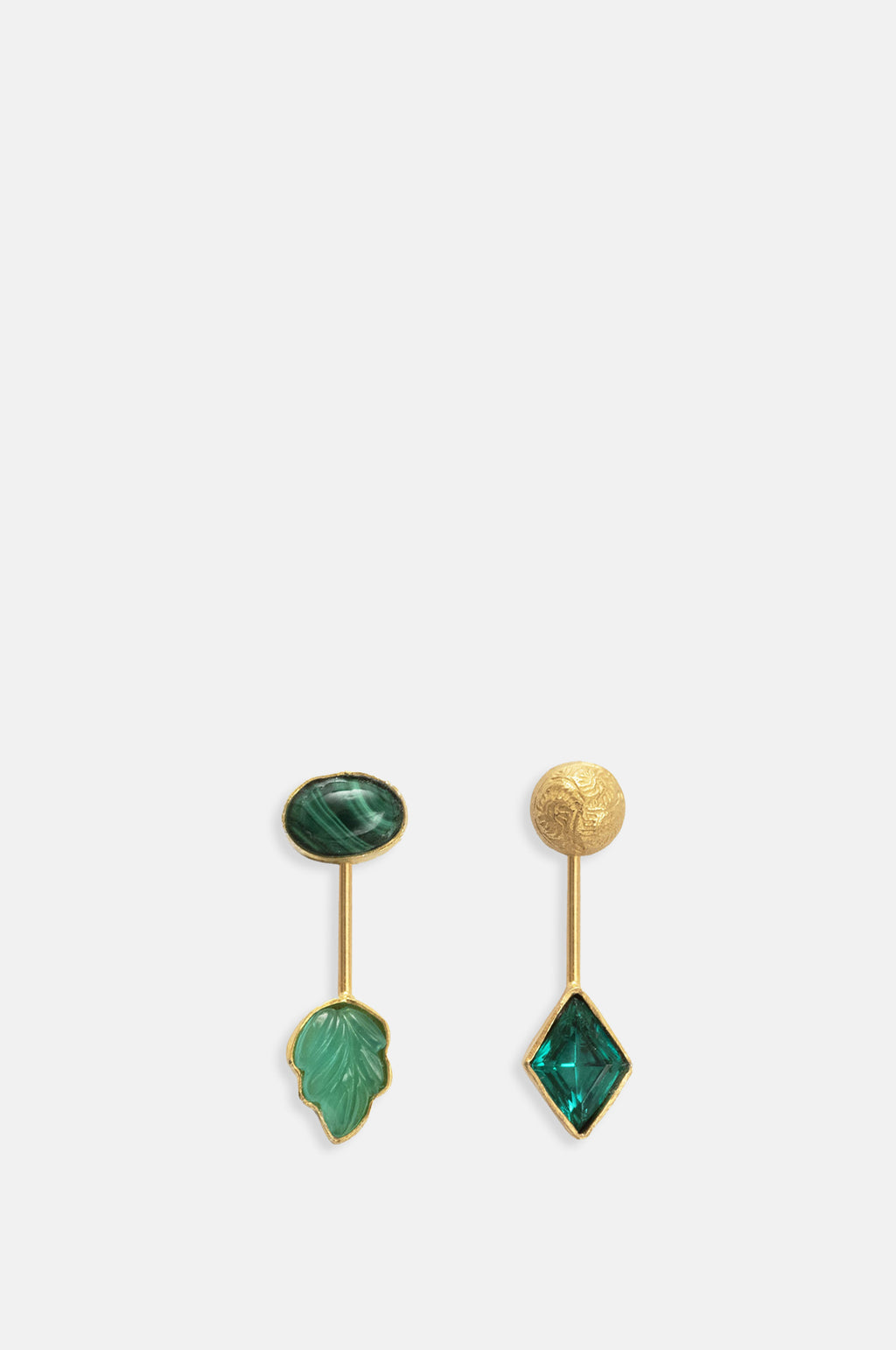 Detachable Drop Malachite Earrings