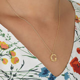 Floral Letter G Necklace Gold Plate