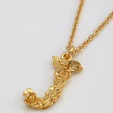Floral Letter J Necklace Gold Plate