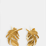Feather Stud Earrings Gold