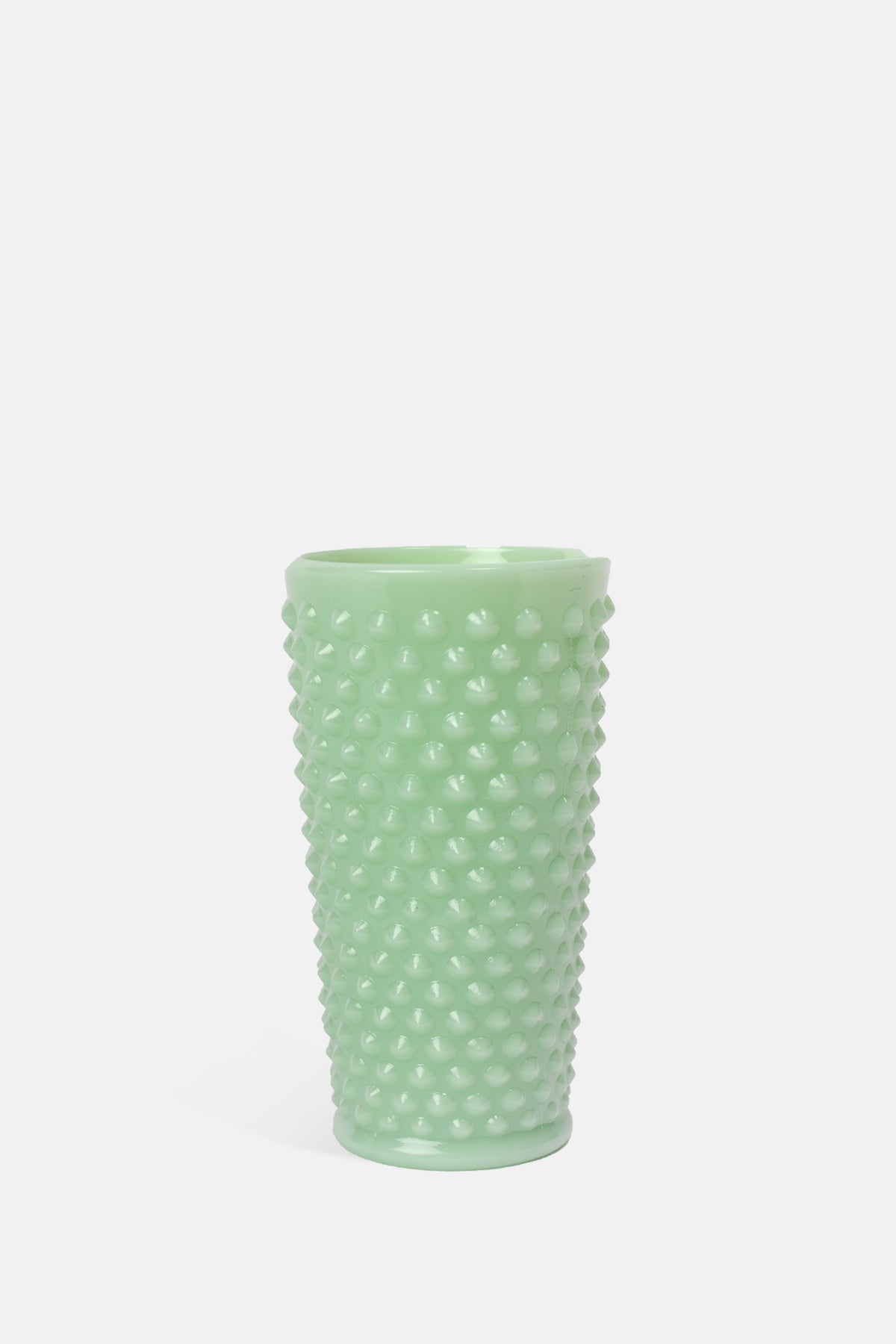 Mosser Glass 16oz gigi ice tea tumbler bright green with hobnail design.