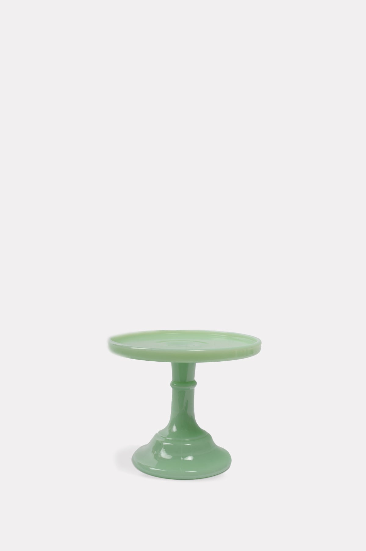 Mosser Glass 6 inch bright jade green footed cake plate.