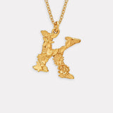 Floral Letter K Necklace Gold Plate