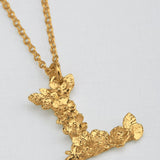 Floral Letter L Necklace Gold Plate