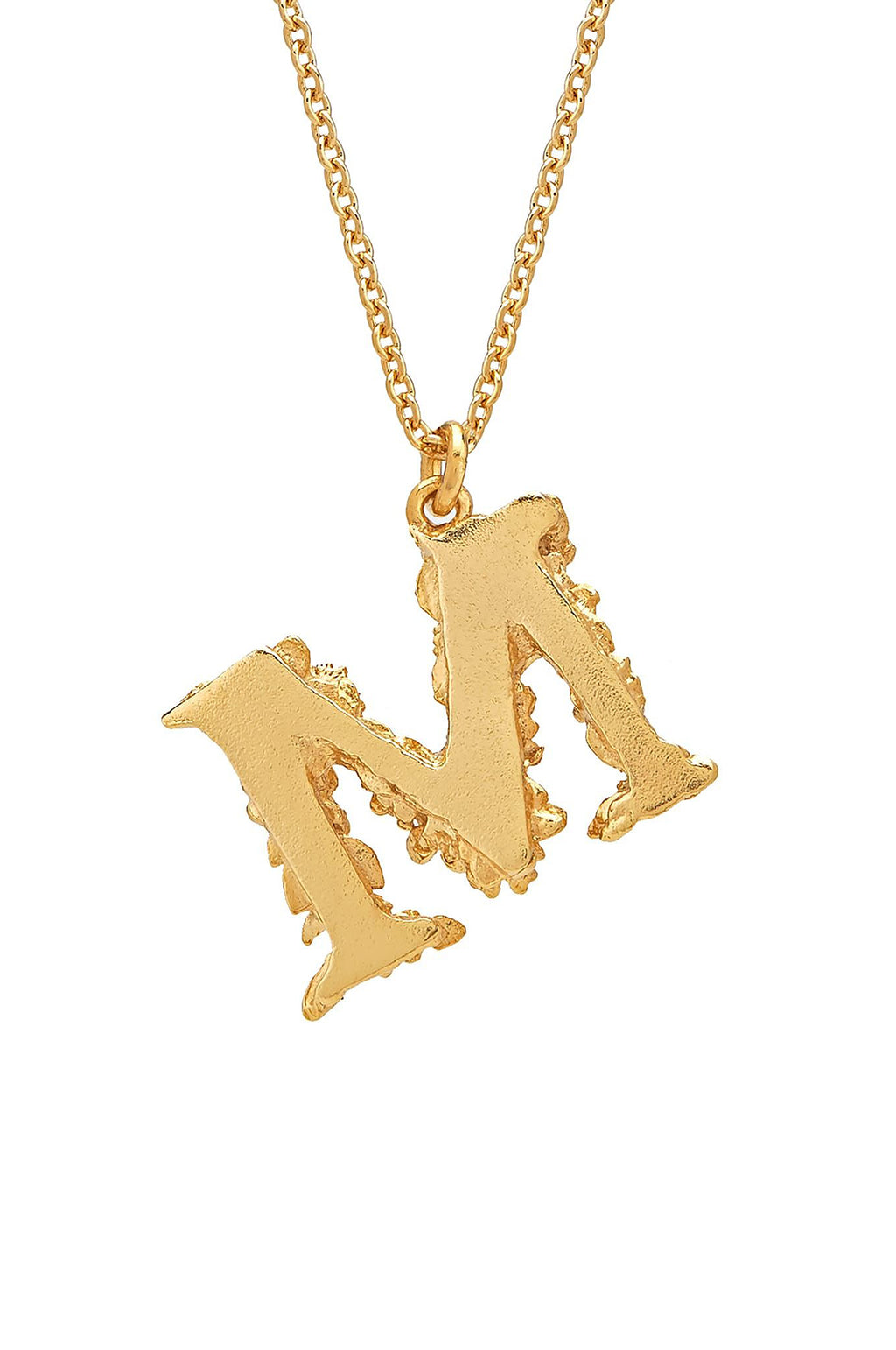 Floral Letter M Necklace Gold Plate