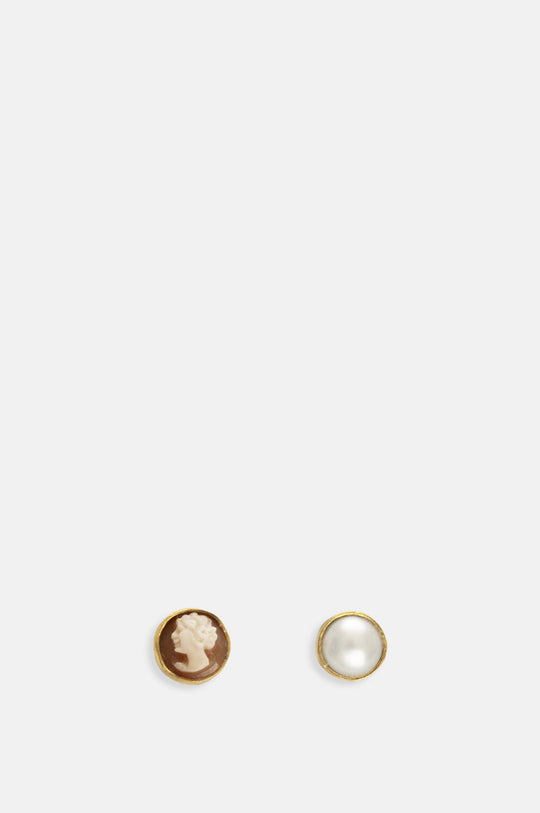 Mismatched Cameo Stud Earrings