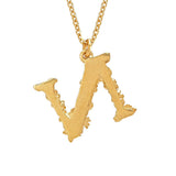 Floral Letter N Necklace Gold Plate