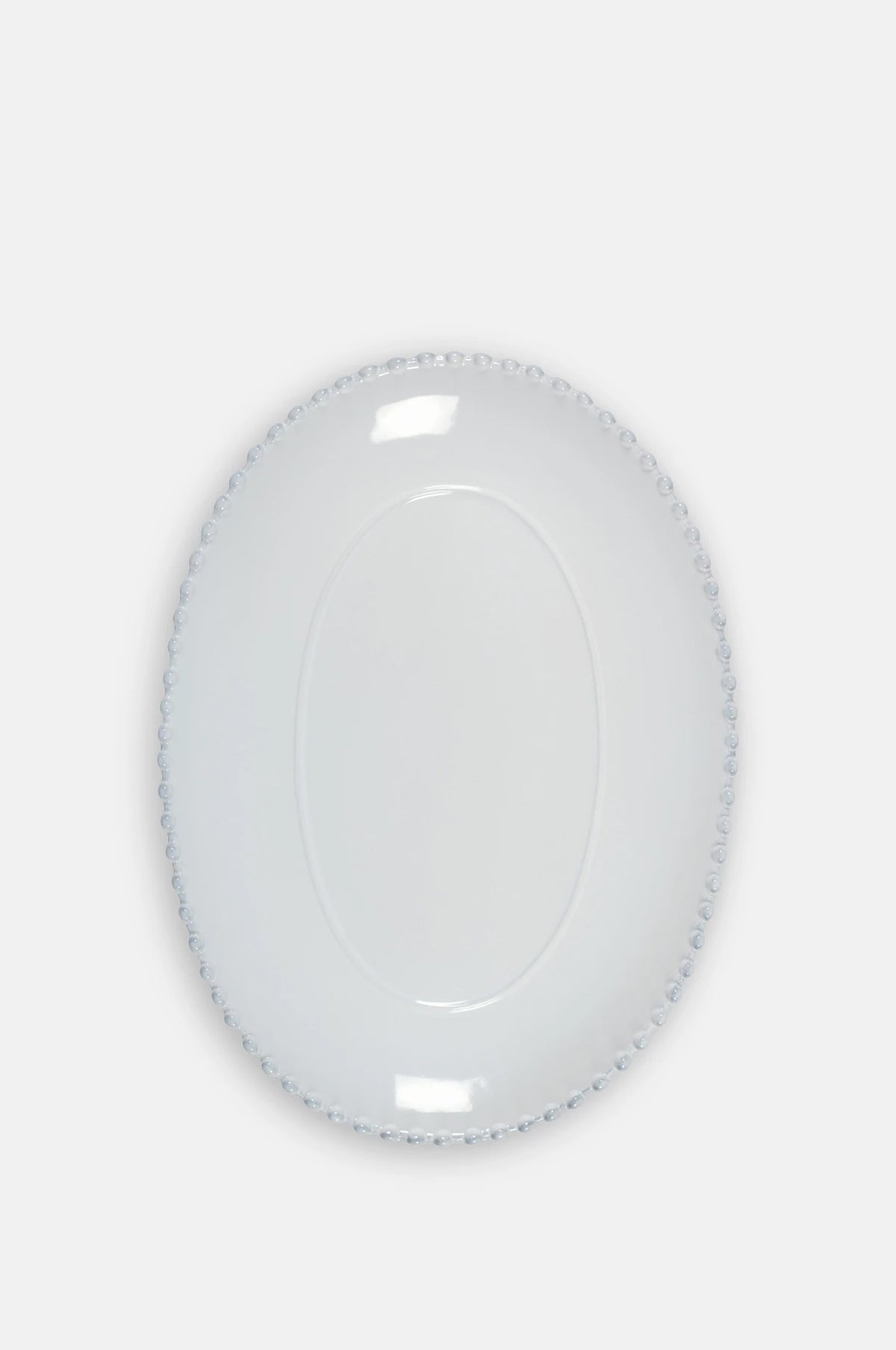 Costa Nova pearl white medium oval platter with pearl edging.
